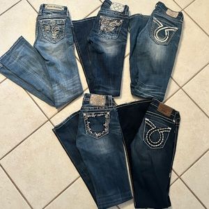 5 pairs of name brand jeans all size 24 long 34 length bootcut